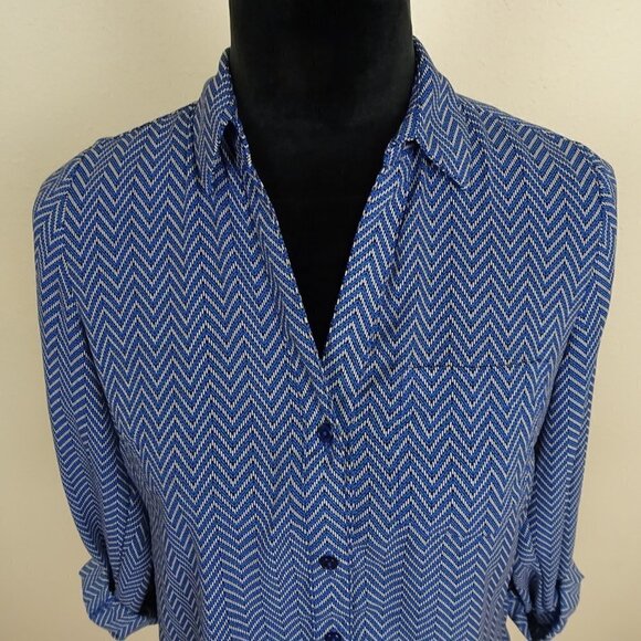 Ralph Lauren Chevron Print Top Blouse Size XS - Picture 2 of 7